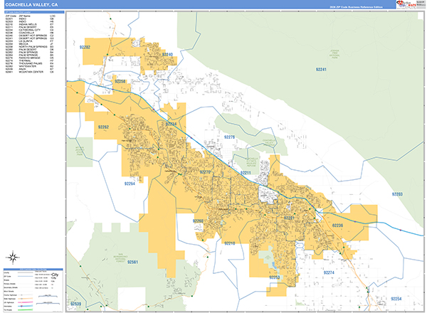 Coachella Valley Metro Area Wall Map
